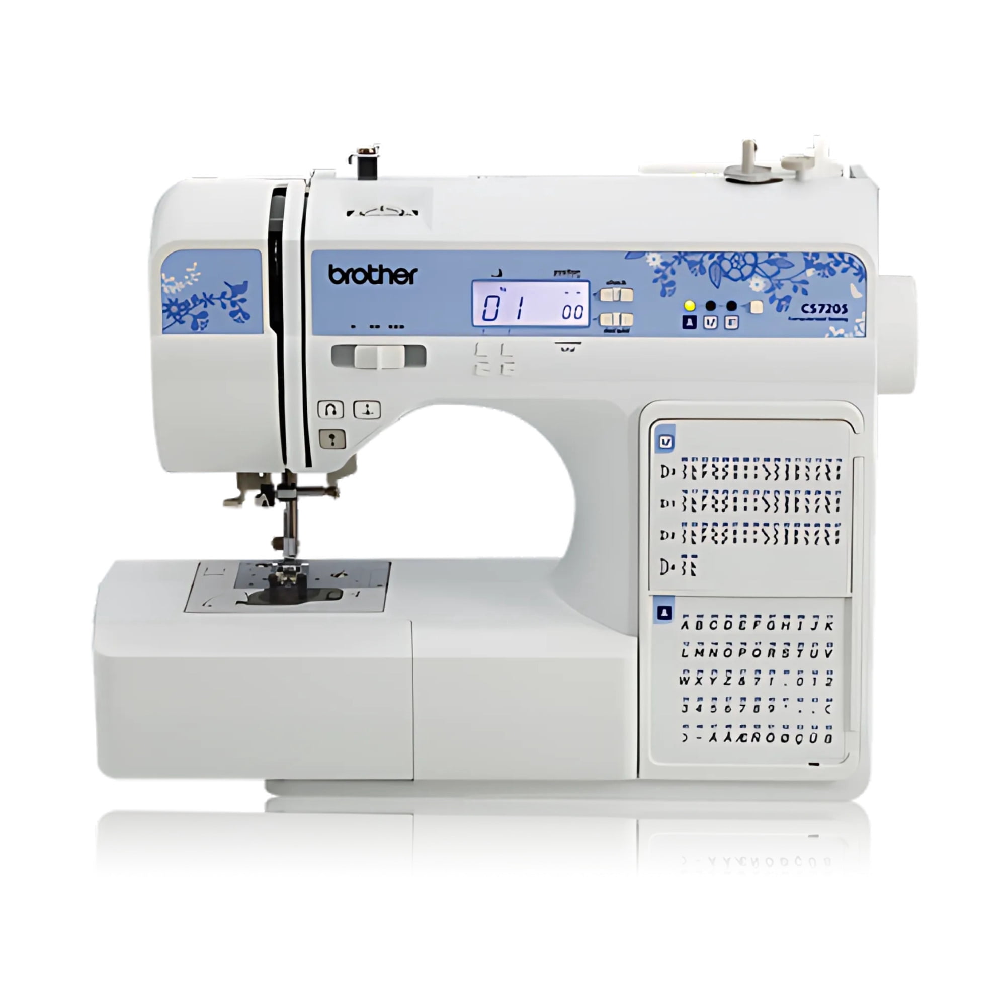 Brother CS7205 Computerized Sewing Machine with Wide Table 205 Built-In Stitches and 6-Piece Double Snap Spools Bundle