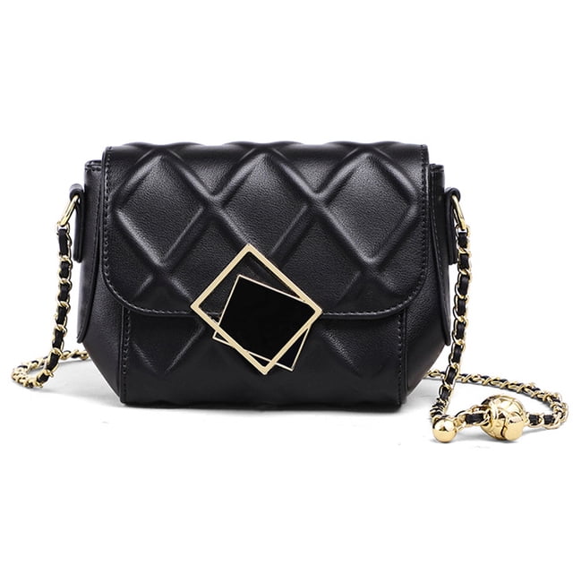 Bolso bandolera de diseñador mini con cadena acolchada, bolso de hombro para mujer, bolso de mano negro:;:;