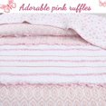thumbnail image 7 of Cozy Line Home Fashions Pink Princess Ruffle Stripe 100% Cotton Girls Reversible Bedding Quilt Set (Pink Princess, Twin - 2 Piece), 7 of 7