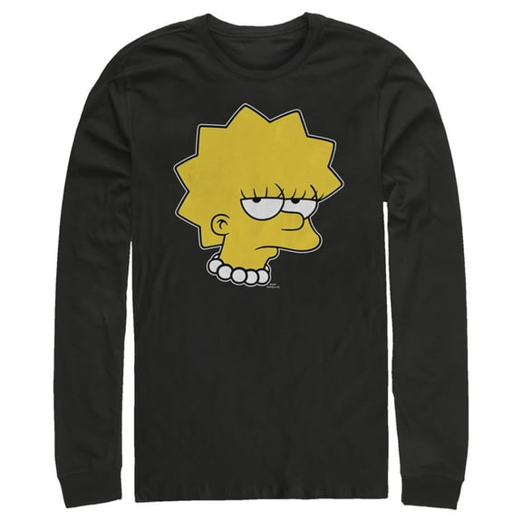 Men's The Simpsons Unamused Lisa  Long Sleeve Shirt Black Large