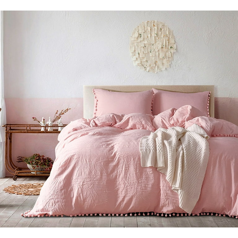 Serene pom pom duvet cover and pillowcase clearance set