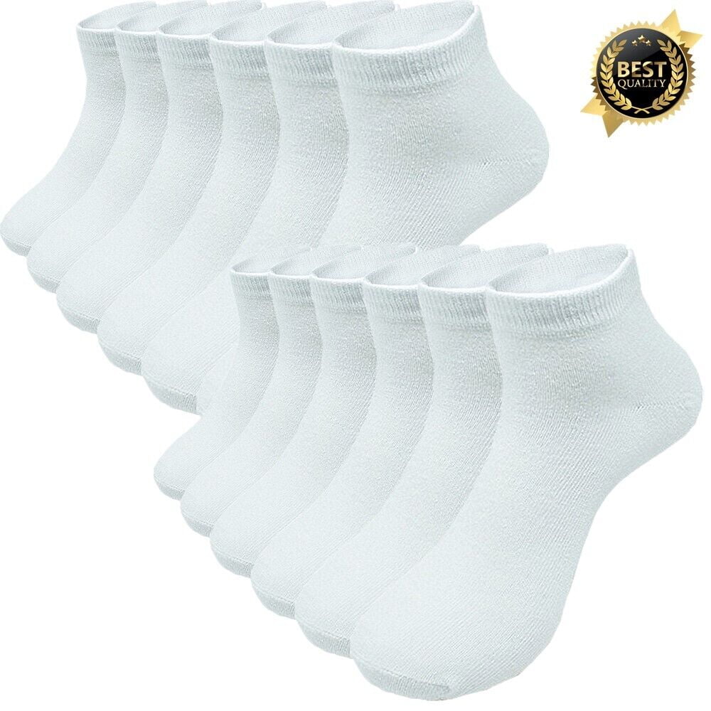 3-12 Pairs Ankle/Quarter Crew Men's White Casual Cotton Socks Low Cut Size 9-13