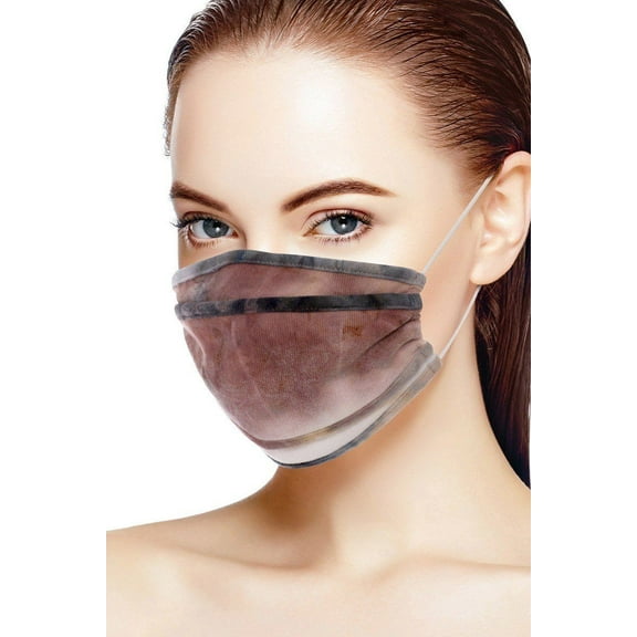 Tie Dye Trifold Reusable Face Mask Peach/Black