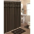 thumbnail image 1 of Embroidered 15-Piece Bathroom Accessory Set Bath Rugs Shower Curtain & Rings Chocolate Brown, 1 of 1