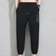 thumbnail image 4 of Pantalones casuales de moda para hombre, con bolsillos y tobillos, color liso, cintura elástica y cordón ajustable., 4 of 6