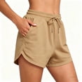 thumbnail image 2 of Tqcoqu Women's Shorts for Lounge & Casual, Soft High Waist Shorts for Home,Summer with Pockets, Travel and Beach Vacation,D-Khaki Women's S-XXXL, 2 of 6