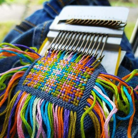 Mini Loom Darning Loom Clearance!Small Weaving Loom Kit with 14 Hooks Mini Darning Loom Beginners Quickly Mending Loom Machine DIY Weaving Repair tool for Jeans Socks and Clothes
