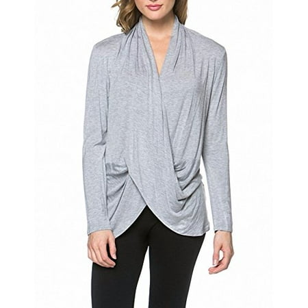 Sassy Apparel Womens Long Sleeve Drape Criss Cross Front