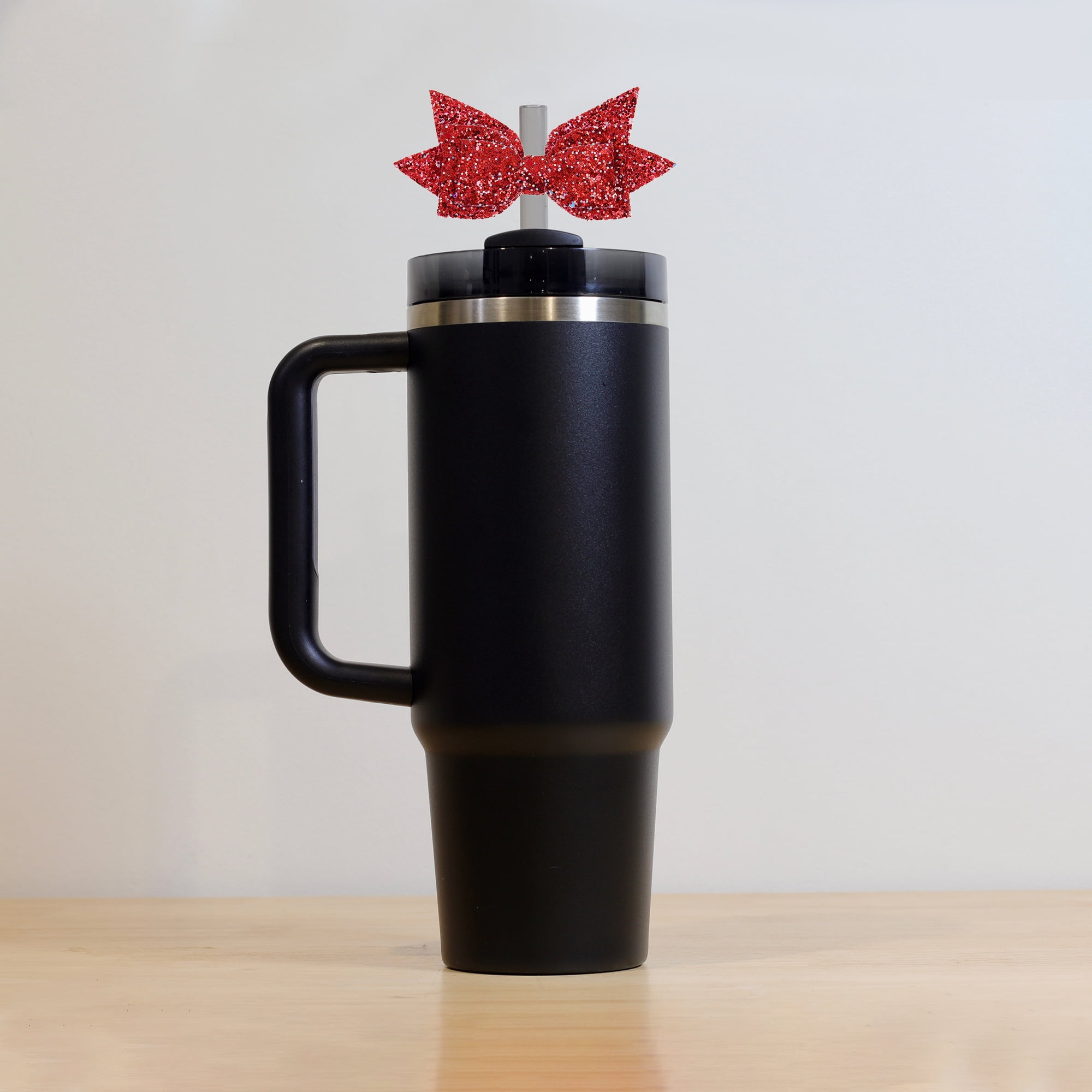 Unique Bargains 1Pc Shiny Bow Home Decoration Drinkware Accessory Red
