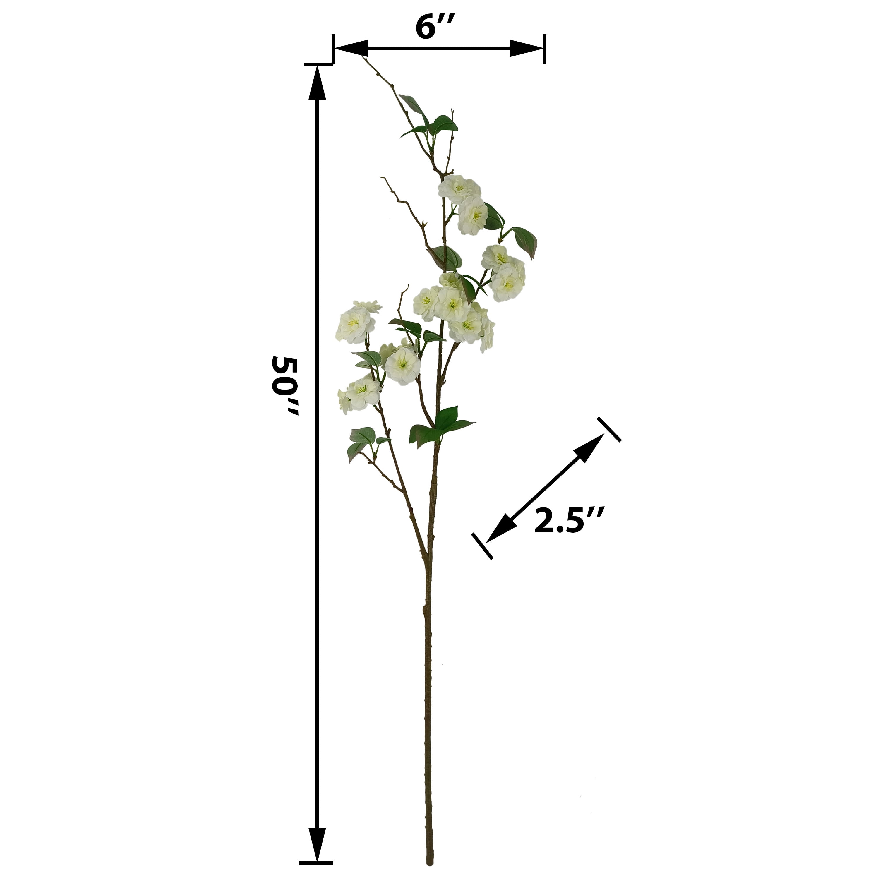 Mainstays 50" Artificial Flower Cherry Blossom Stem, White Color. Indoor Use.