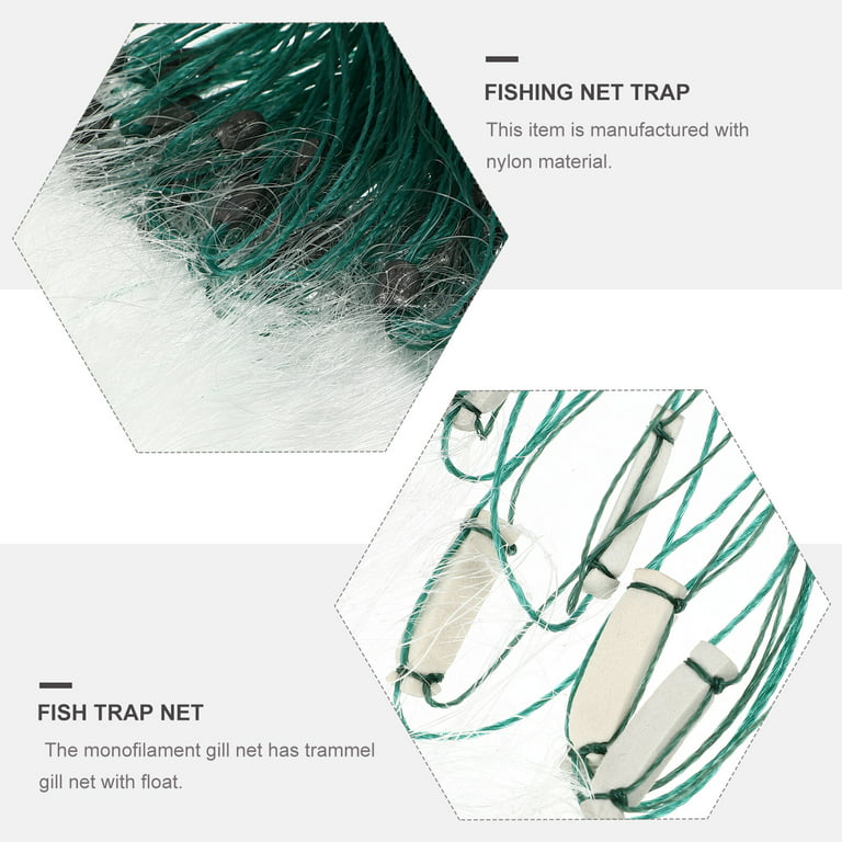 Frcolor Monofilament Gill Network Single Layer Net Outdoor Fish Gillnet  Trap (1m x 20m, Three Layer Round Lead Drop)