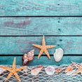 thumbnail image 3 of Rustic Starfish Seashell Kitchen Rugs Non Skid Washable, Turquoise Wooden Planks Kitchen Mats for Floor, Tropical Beach Kitchen Runner Rug, Summer Kitchen Decor, 20" x 32", 3 of 5