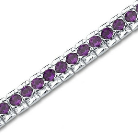 Oravo Bold and Beautiful Round Cut Gemstone Tennis Bracelet in Sterling Silver