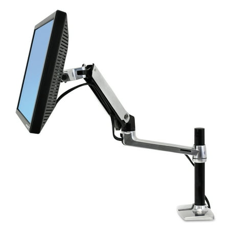 Double Arm Desk Mount - Ergotron LX Series LCD Arm, Desk Mount with Tall Pole, Polished Aluminum/Black