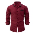 thumbnail image 3 of Rloper-Lop Men's Casual Dress Shirts Button Down Long-Sleeve Work Clothing Slim Fit Contrast Collar Tops Casual Party Wedding Dress Shirt with Pocket, 3 of 8