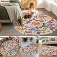thumbnail image 5 of Small Round Rug 3Ft Washable Non-Slip, Boho Pink Flowers Circle Area Rugs for Living Room Bedroom, Colorful Floral Spring Vintage Botanical Indoor Floor Mats Carpet Runner for Home Decor, 5 of 8