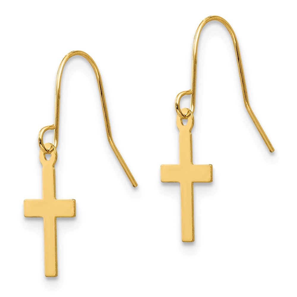14K Yellow Gold Madi K Children/'s 8 MM Cross Dangle Post Stud Earrings MSRP $107