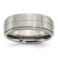 thumbnail image 1 of Titanium Grooved Ridged Edge 8mm Satin and Polished Band Ring 8.5 Size, 1 of 6