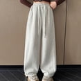 thumbnail image 4 of TOWED22 Girls' Straight Leg Sweatpants High Waisted Baggy Joggers Drawstring(Light Gray,8-9 Y), 4 of 7