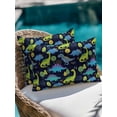 thumbnail image 4 of 1 Pack Outdoor Throw Pillow, Green Blue Dinosaur Waterproof Pillow with Insert Included, Graffiti Trees Animals Modern Art Decorative Accent Cushion Lumbar Pillows for Patio Porch, 12 x 20 In, 4 of 8
