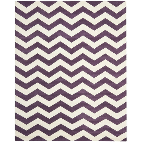 SAFAVIEH Chatham Jake Zigzag Stripes Wool Area Rug, Purple/Ivory, 2' x 3'