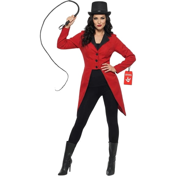 Fun Shack Womens Circus Ringmaster Jacket Ladies Lion Tamer Fancy Dress Costume Halloween Red 2XL