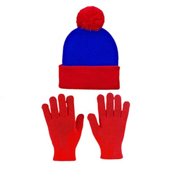 Ywmsfl Stylish Contrast Color Hat And Gloves Set Soft Knitted Headwear Winter Accessories For Men Women Christmas Par