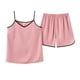 thumbnail image 2 of Karight Sleepwear for Womens Straps Tank Top Shorts 2 Piece Pajamas Lace Faux Silk Nightgowns Plain Match Thin Pjs Sets, 2 of 5