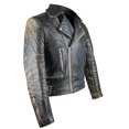 thumbnail image 1 of Distressed Black Leather Motorcycle Jacket Mens With Multiple Zipper Pockets Mens Black Leather Biker Jacket Double Rider Leather Jacket Men size XXXS, 1 of 2