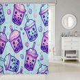 thumbnail image 2 of Erosebridal Purple Boba Bathroom Curtain 72x72, Cartoon Food Shower Curtain 72x72, Milk Tea Decor, Waterproof, 2 of 5