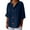 Blue, variant on 3/4 Sleeve Linen Blend Shirt - Lightweight Top for Spring/Summer Workwear Or Smart Outfits, Women's Peplum T-Shirt Puff Sleeve V-Neck Summer Casual Office Blouse, Coffee, L