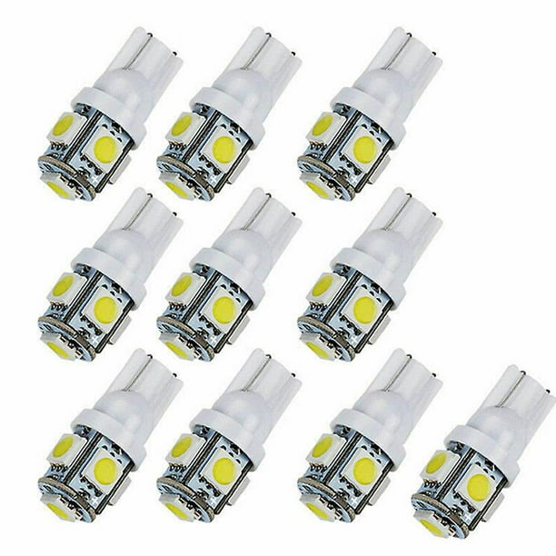 10pcs White T10 Wedge 5-smd 5050 5w5 Led License Plate Bulbs Indicator  Light 