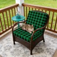 thumbnail image 4 of Outdoor Patio Cushion Covers 4 Pack Green Black Check Plaid Patio Chair Cushion Covers with Ties and Zipper Farmhouse Style Waterproof Outdoor Seat Cushion Covers for Patio Furniture 22"x20", 4 of 9
