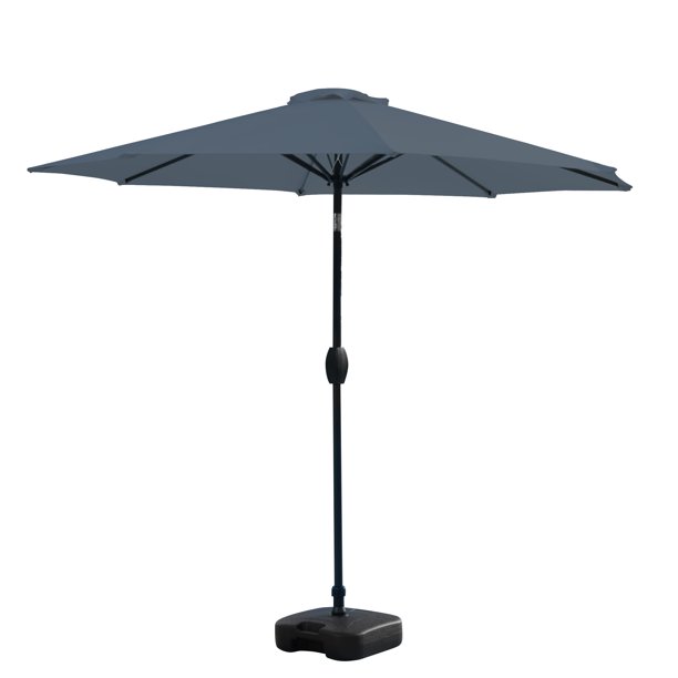 9 Ft Tilt And Crank Patio Table Umbrella With Square Base Gray Walmart Com Walmart Com