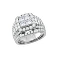 thumbnail image 1 of FB Jewels 14kt White Gold Princess Diamond Cluster Halo Bridal Wedding Engagement Ring 3 Cttw Size 8, 1 of 1