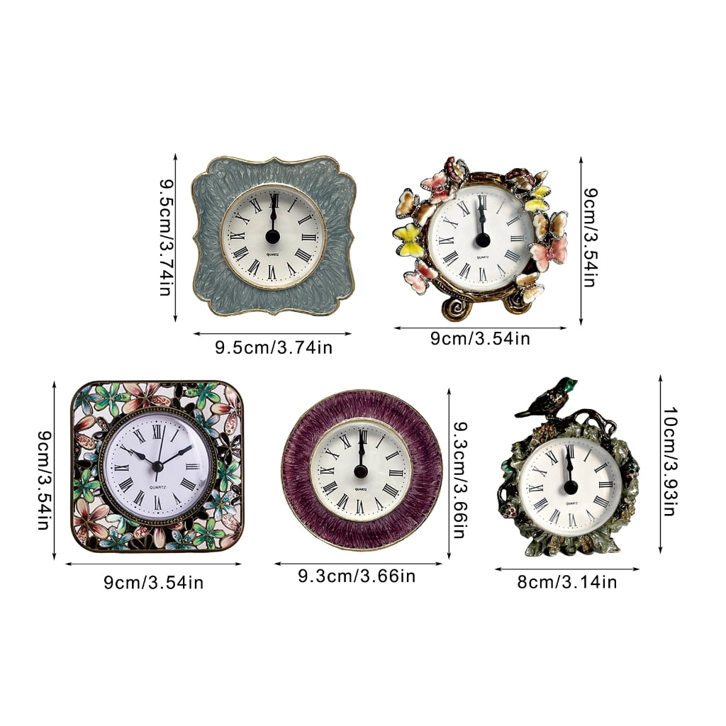 Desk Clock Floral Alarm with Enamel Finish, Decorative Small Table Clocks 1PC