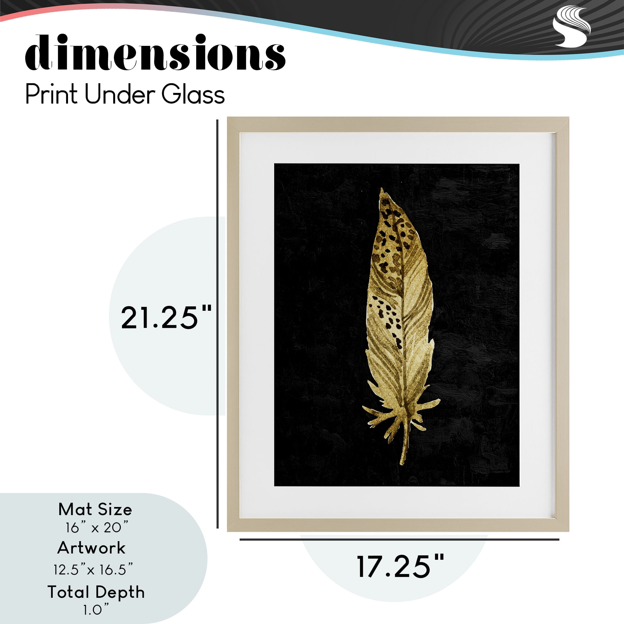 Speckled Feather on Black Birch Framed Print Under Glass, design by Kim Allen