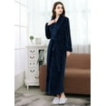 thumbnail image 4 of Women's Plush Fleece Robe with Elastic Waist Design Long Warm Solid Bathrobe Dressing Nightgown, 4 of 5