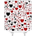 thumbnail image 3 of Valentine''s Day Shower Curtain Black Red Love Heart Romantic Sweetheart Couple Lover Fabric Decorative Bathroom Curtains with Hooks,Black Red, 3 of 3
