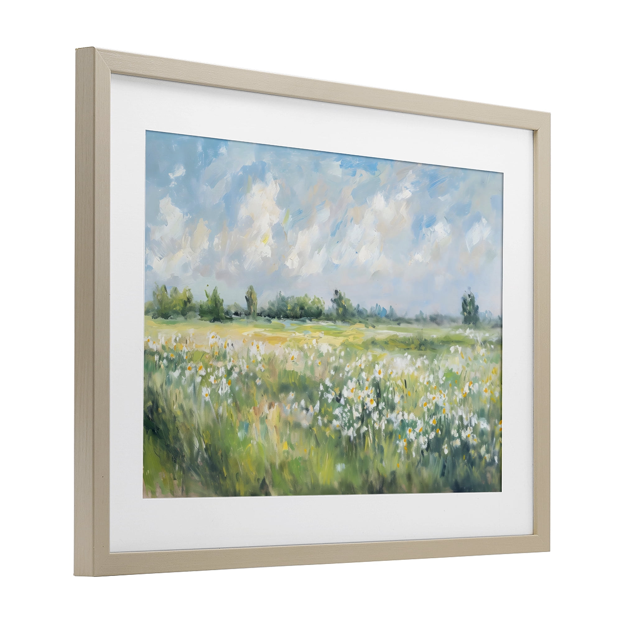 Stupell Industries Daisy Field Landscape Impression Birch Framed Print Under Glass, design by Creative Studio