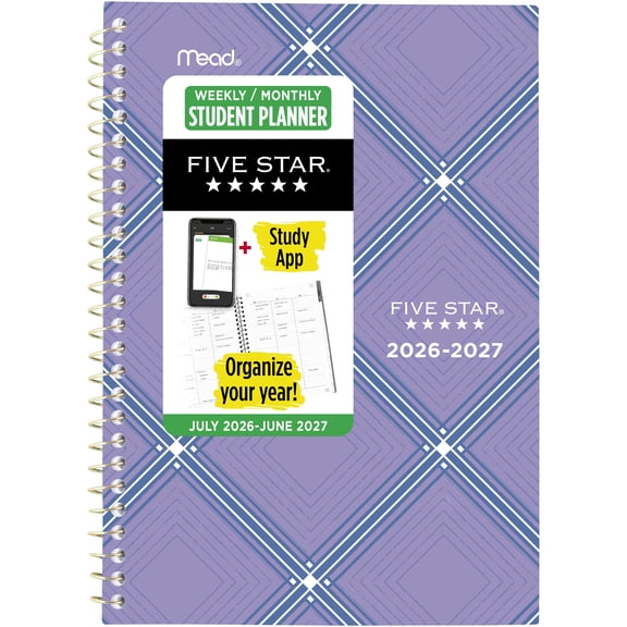 Five Star Style Academic 2026-2027 Weekly Monthly Student Planner Plus Study App