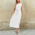 thumbnail image 2 of Aayomet Spring Dress Abaya Solid Dress Dress Under Dress Casual Womens Sleeveless Women's Casual Dress,White M, 2 of 4