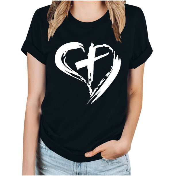 Blusas de Manga Corta para las Mujeres Imprimir Cuello Redondo Camiseta, Blusa Clásica Vintage para la Primavera Y el Verano