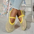 thumbnail image 4 of Seffadzy Women Rhinestone Mesh Summer Mary Jane Ballet Flats, Breathable Crystal Embellished Slip-On Shoes with Adjustable Strap Yellow 39, 4 of 8