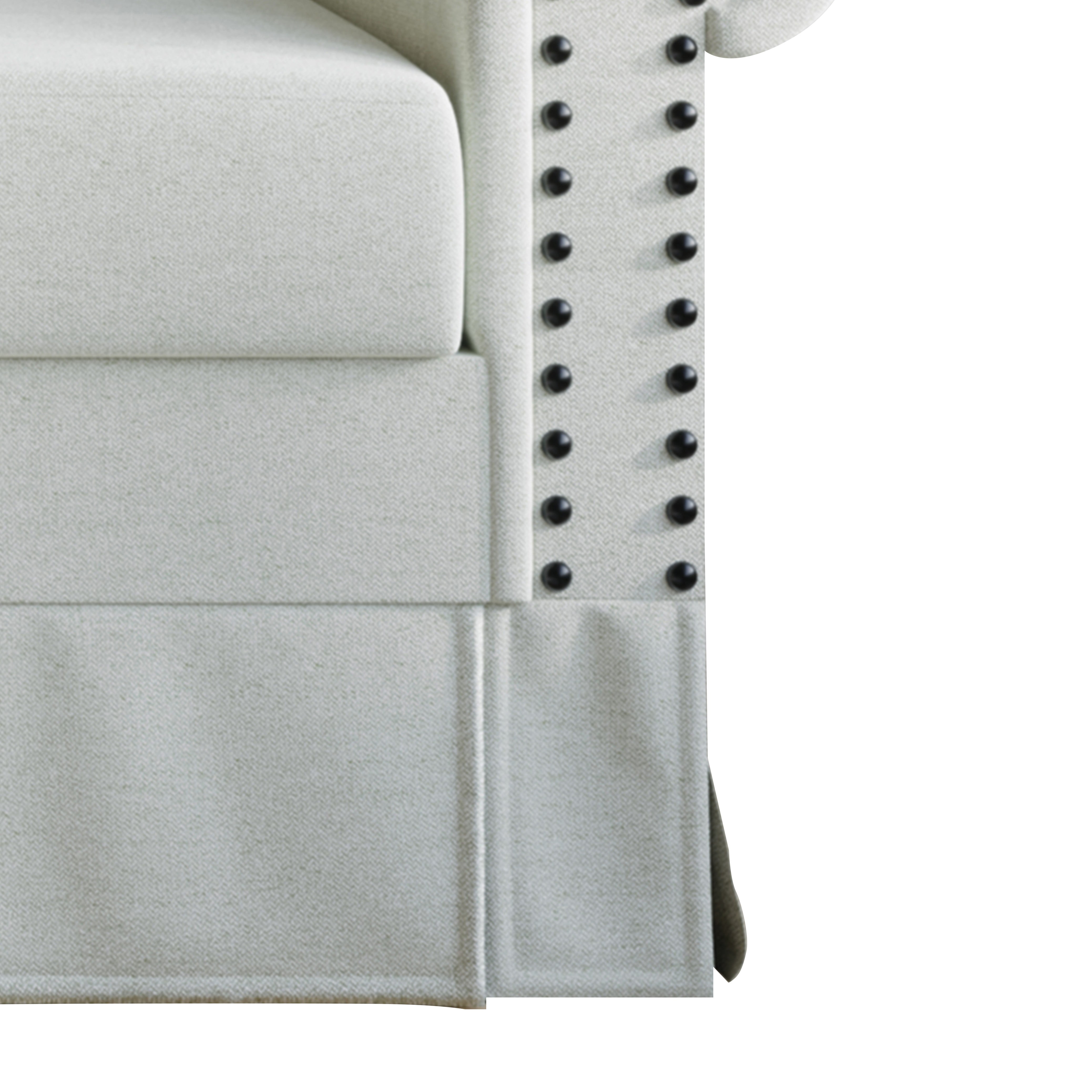 Home Design Emerson Rolled Arm 3-Seater Sofa, Upholstered with Nailhead Trim, Classic Warm Gray Fabric