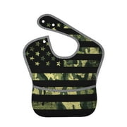 Bingfone Mess-Proof Baby Bib - Waterproof Bib For Baby Boy Or Girl With Food Catcher Pocket, Unisex-American Flag Camo