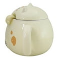 thumbnail image 6 of Whimsical Yellow Chubby Feline Kitty Cat Cup Mug With Lid And Stirring Spoon, 6 of 10