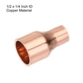 thumbnail image 3 of Uxcell Reducing Copper Coupling Fitting Straight with Sweat End, 1/2 x 1/4 Inch ID for Refrigeration Adapter, 3 of 6