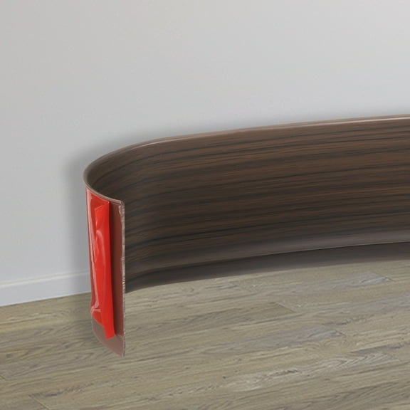 Uxcell Flexible Vinyl Baseboard Molding Trim, 4 Inch x 3 Feet Self-Adhesive Peel and Stick Molding Trim for Walls Floor, Dark Brown Grain