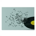 thumbnail image 2 of Music Cutting Board, Flying Music Notes Abstract Design Disc Album Dancing Nightclub Print, Decorative Tempered Glass Cutting and Serving Board, Large Size, Yellow Black Ivory, by Ambesonne, 2 of 5